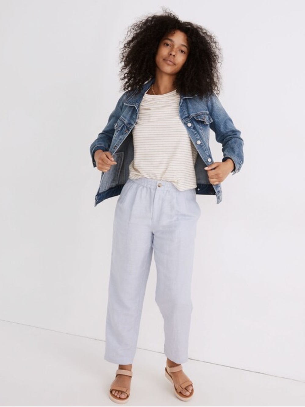 Madewell Linen-Blend Track Trousers Medium Blue